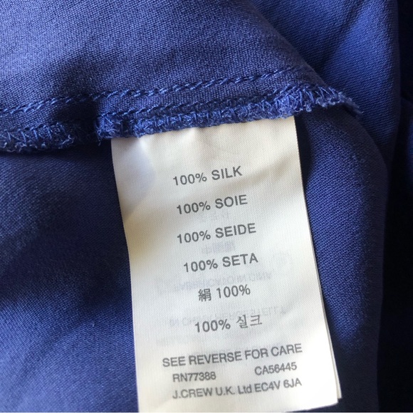 J Crew Royal Blue Silk Sleeveless Collared Top Size 6 Button Front Flowy Blouse - Picture 8 of 9